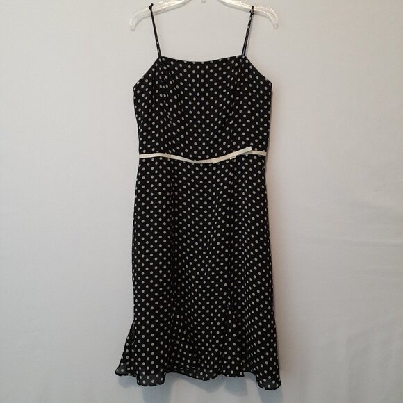 CDC Spaghetti Strap, Black w White Polka Dot Short Fit & Flare Dress; Size 6 - Picture 1 of 6